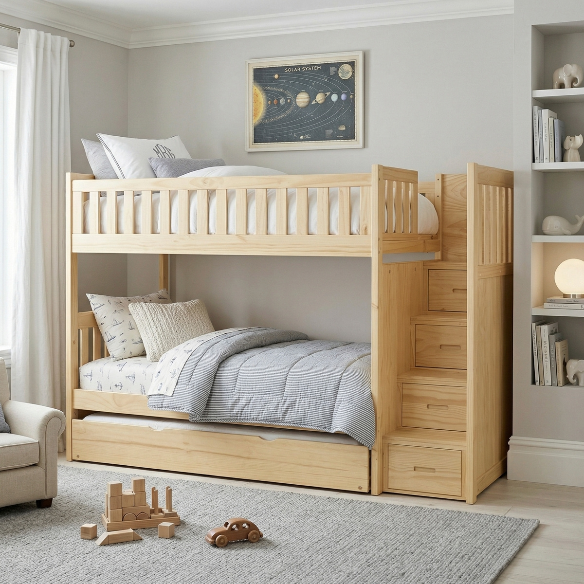 B2043 Twin/Twin Step Bunk Bed with Twin Trundle - view 2