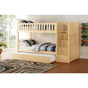 B2043 Twin/Twin Step Bunk Bed with Twin Trundle