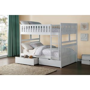 B2053 White Full/Full Bunk Bed w/Storage Boxes