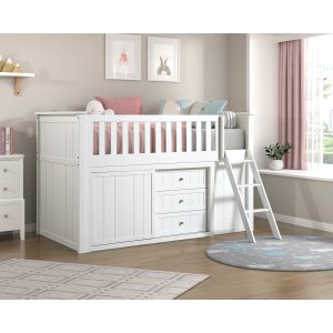 B2053 Low Loft Bunk w/Bookcase & Dresser