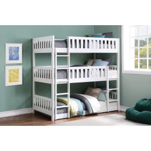 B2053 White Triple/Triple Bunk Bed