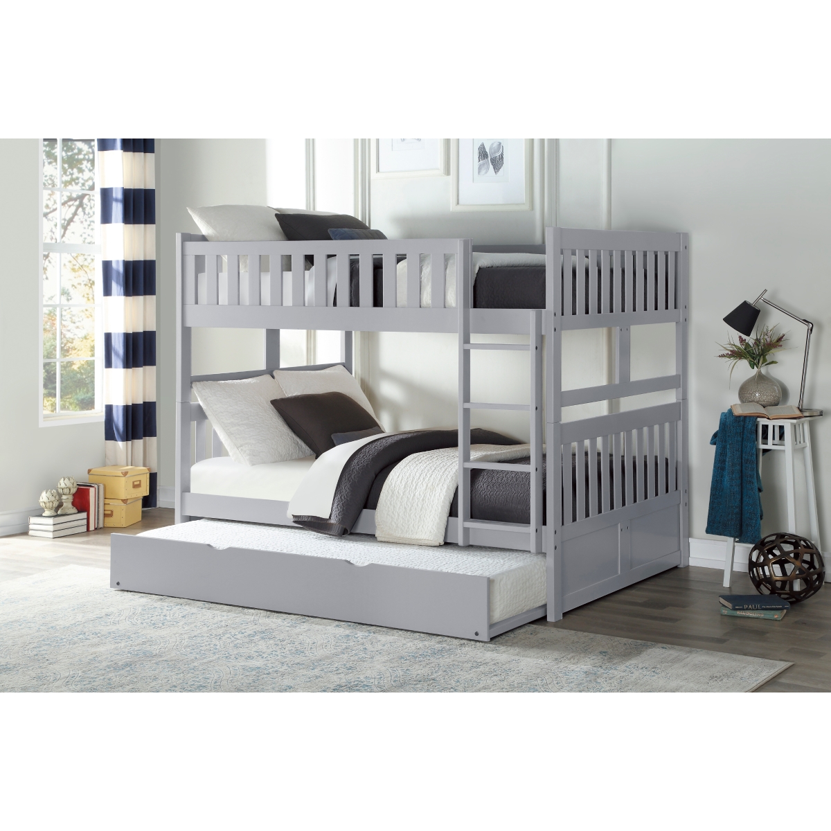 B2063 Full/Full Bunk Bed with Twin Trundle