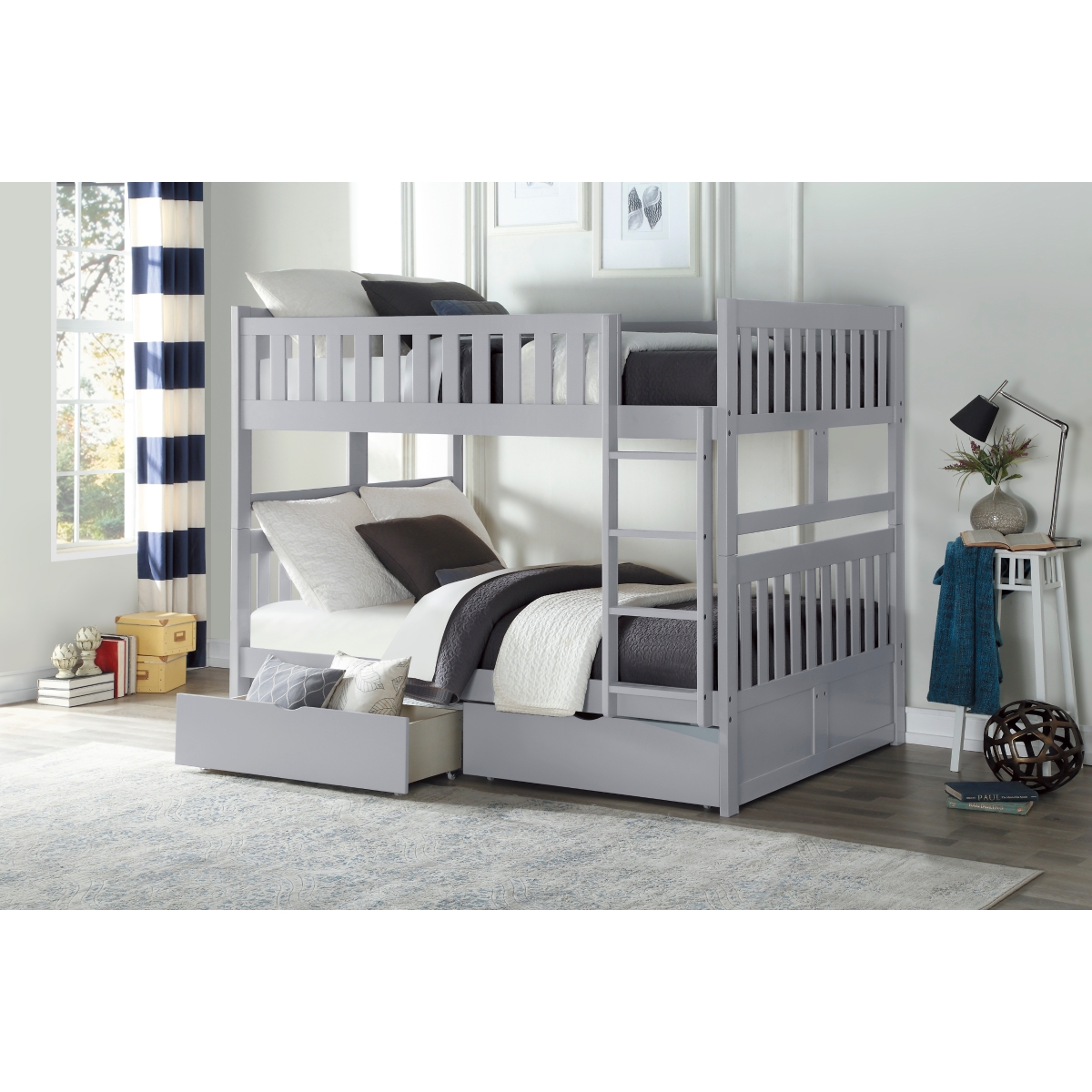 B2063 Full/Full Bunk Bed with Storage Boxes