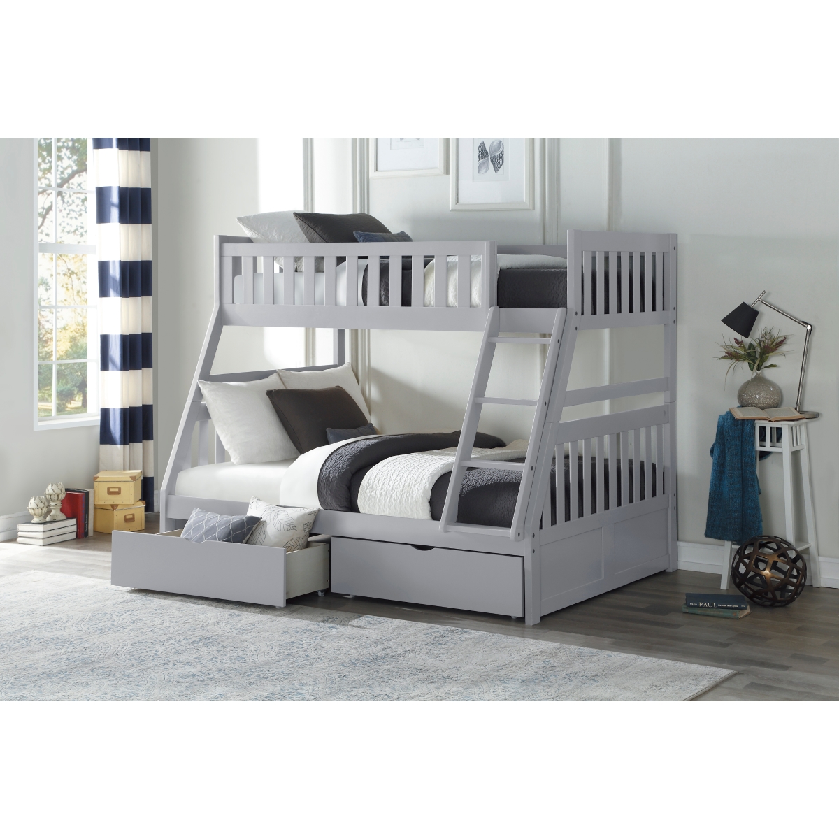 B2063 Twin/Full Bunk Bed with Storage Boxes