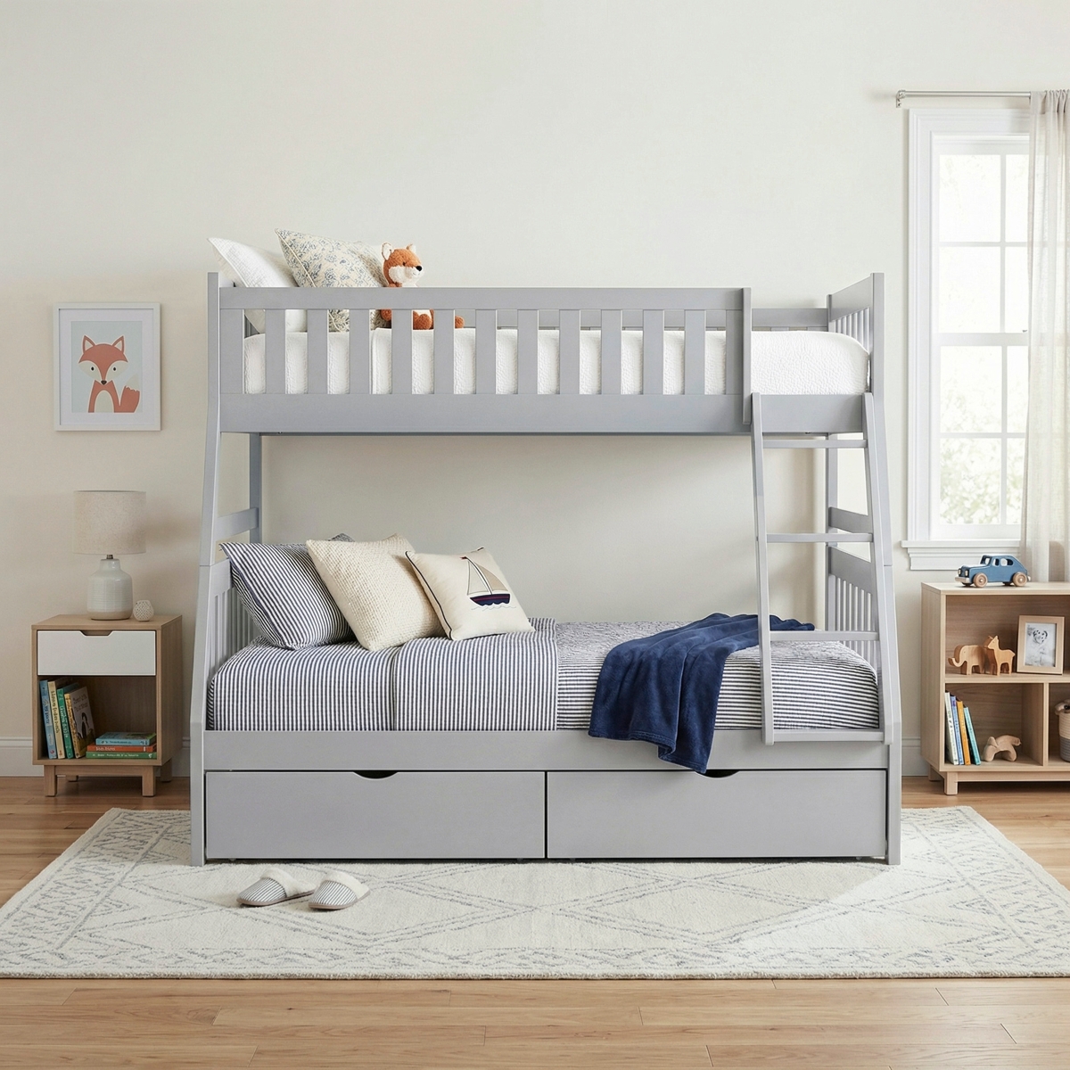 B2063 Twin/Full Bunk Bed with Storage Boxes - view 2
