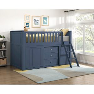 B2083 Low Loft Bunk with Bookcase and Dresser